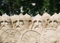 Sand sculpture 33 warriors Royalty Free Stock Photo