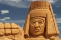 Sand sculpture aztec man head