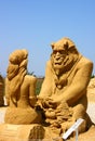 Sand sculpture of The Beauty and the Beast movie Royalty Free Stock Photo