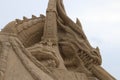 Sand sculpture - chained dragon. Right view. Close-up