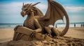 Sand sculpture of a dragon Royalty Free Stock Photo