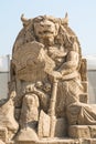 The sand sculpture exhibition held in Antalya Lara Beach. Royalty Free Stock Photo