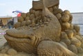 Sand Sculpture Festival. Composition `Chudo-Yudo fish-whale` Royalty Free Stock Photo