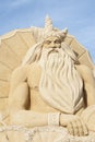 Sand sculpture of greek god poseidon