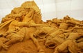 Sand sculpture of knightly battle Royalty Free Stock Photo