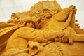 Sand sculpture of knightly battle Royalty Free Stock Photo