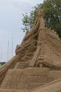 Sand sculpture in Lappeenranta - Captive Dragon Royalty Free Stock Photo