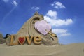 Sand sculpture of love