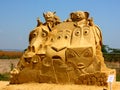 Sand sculpture of Madagascar movie Royalty Free Stock Photo
