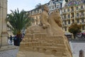 Sand sculpture outside the Mill colonnade, Karlovy Vary