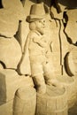 A sand sculpture of Puss in Boots