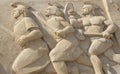 Sand sculpture of roman warriors in battle Royalty Free Stock Photo