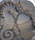 Sand Sculpture Of Seahorse And Jellyfish