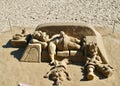 Sand sculpture of the Simpsons strand on the shores of Lissabon, Portugal