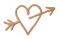 Sand sculptured Valentine Cupid sign