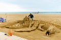 Central beach of barcelona. sand and modern architecture