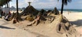Sand sculptures on Copacabana beach Royalty Free Stock Photo