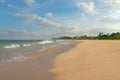 Sand sea beach with blue sky, Sri Lanka Royalty Free Stock Photo
