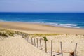 Sand sea path way access Atlantic beach in sand dunes in lacanau ocean france Royalty Free Stock Photo