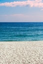 Sand, sea and sky on Sarti beach in Greece Royalty Free Stock Photo