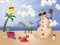 Sand Snow Man at the Beach Royalty Free Stock Photo