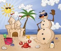 Sand Snow Man at the Beach Royalty Free Stock Photo