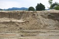 Sand stock and storage on rained day. Royalty Free Stock Photo