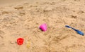 Sand Toys on Lake Michigan Beach Royalty Free Stock Photo