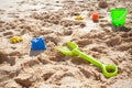 Sand toys, spade and bucket Royalty Free Stock Photo