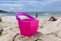 Sand toys waiting for children to play on the beach .Tailand Krabi. Royalty Free Stock Photo