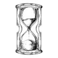 Sand watch glass engraving vector illustration