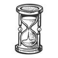 Sand watch glass engraving vector illustration