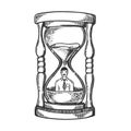 Sand watch glass with man engraving vector