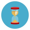 Sand Watch Icon Web Button On Round Blue Background