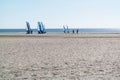 Sand yacht sailing on blokarts, Netherlands