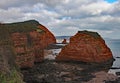 A sandA sandstone sea stack at Ladram Bay near Sidmouth, Devon. Part of the south west coastal path. Sidmouth is visible in the