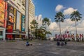 SANDAKAN, MALAYSIA - FEBRUARY 17, 2018: Harbour square with letters Sandakan, Sabah, Malays Royalty Free Stock Photo