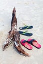 Sandals on a beach Royalty Free Stock Photo