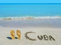 Sandals on the beach in Varadero, Cuba Royalty Free Stock Photo