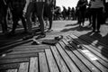 Sandals at the boardwalk Royalty Free Stock Photo