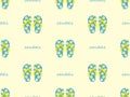 Sandals seamless pattern on yellow background. Pixel style