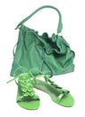 Sandals and green bags