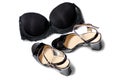 Sandals heel and bra isolation Royalty Free Stock Photo