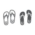 Sandals line and glyph icon, footwear and beach, flip flops sign, vector graphics, a linear pattern on a white Royalty Free Stock Photo