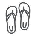 Sandals line icon, footwear and beach, flip flops sign, vector graphics, a linear pattern on a white background. Royalty Free Stock Photo