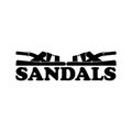 Sandals logo design. Side view. Pair shoes symbol. Vector clipart and drawing on white background.