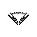 Sandals logo design. Side view. Pair shoes symbol. Vector clipart and drawing on white background.