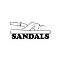Sandals logo design. Side view. Shoes symbol vector clipart and drawing on white background.