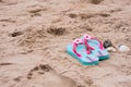 Sandals sand Royalty Free Stock Photo