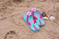 Sandals sand Royalty Free Stock Photo